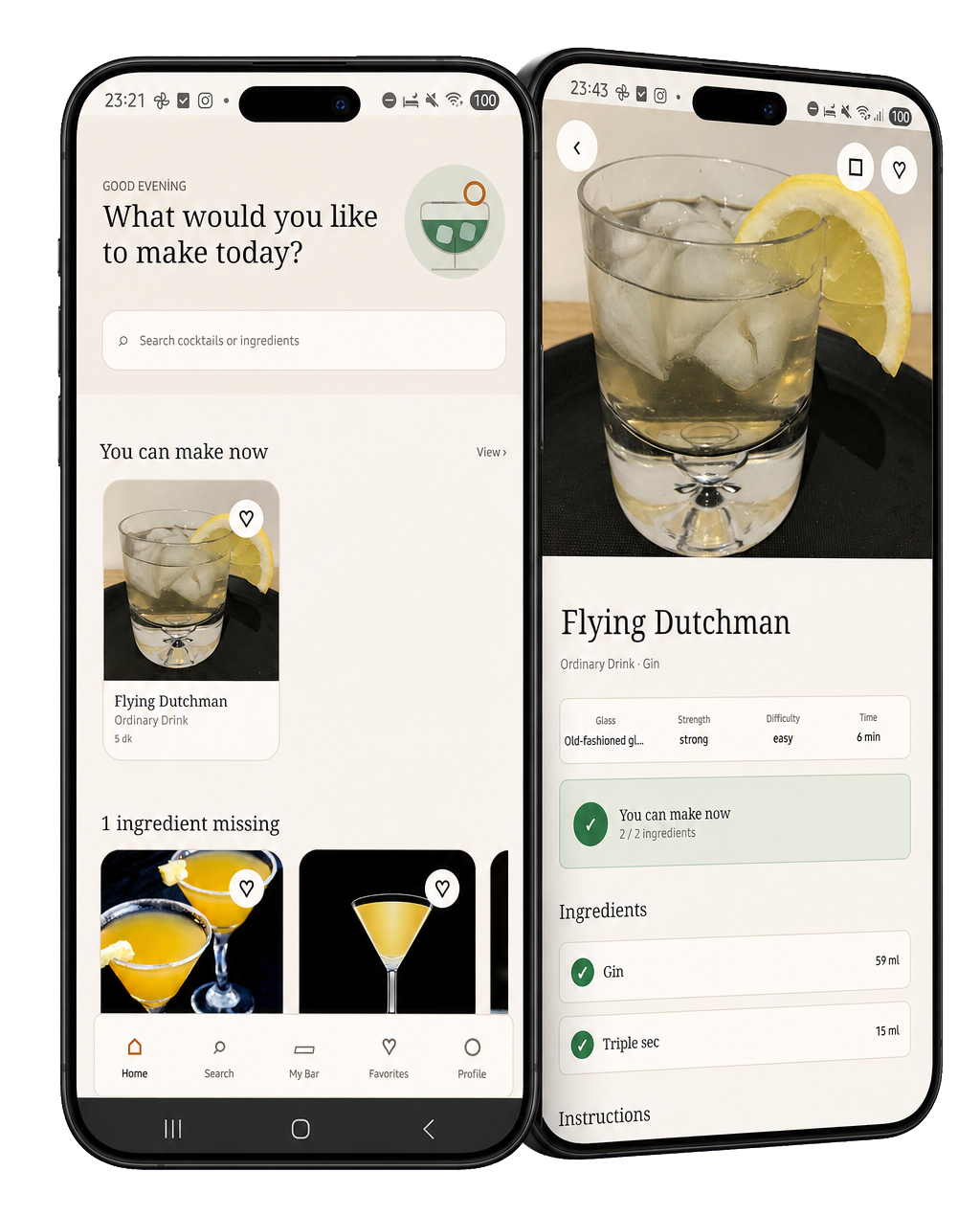 AllCocktail uygulama ekranları