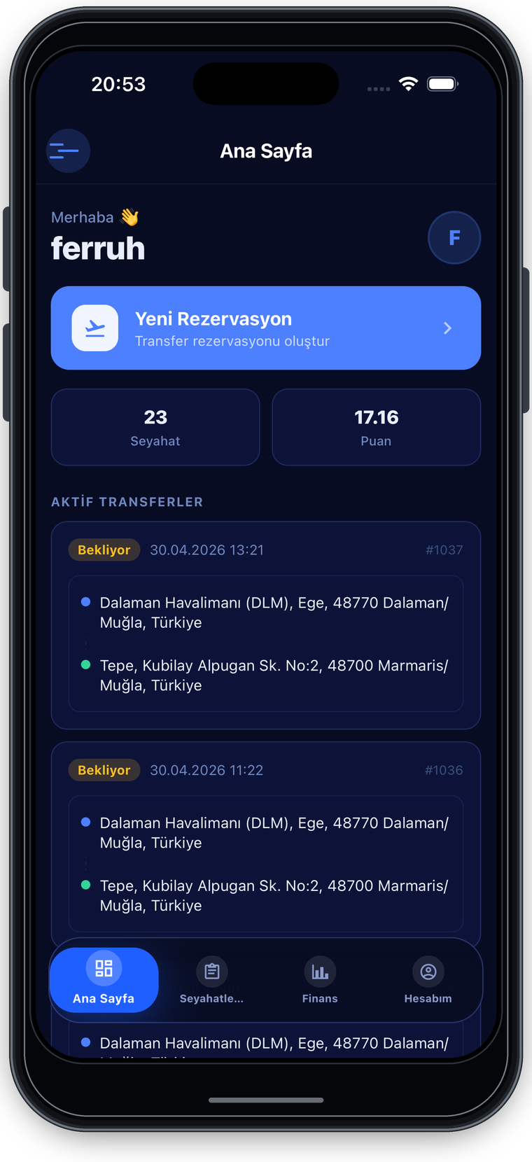 Viptigo ana sayfa ve aktif transferler